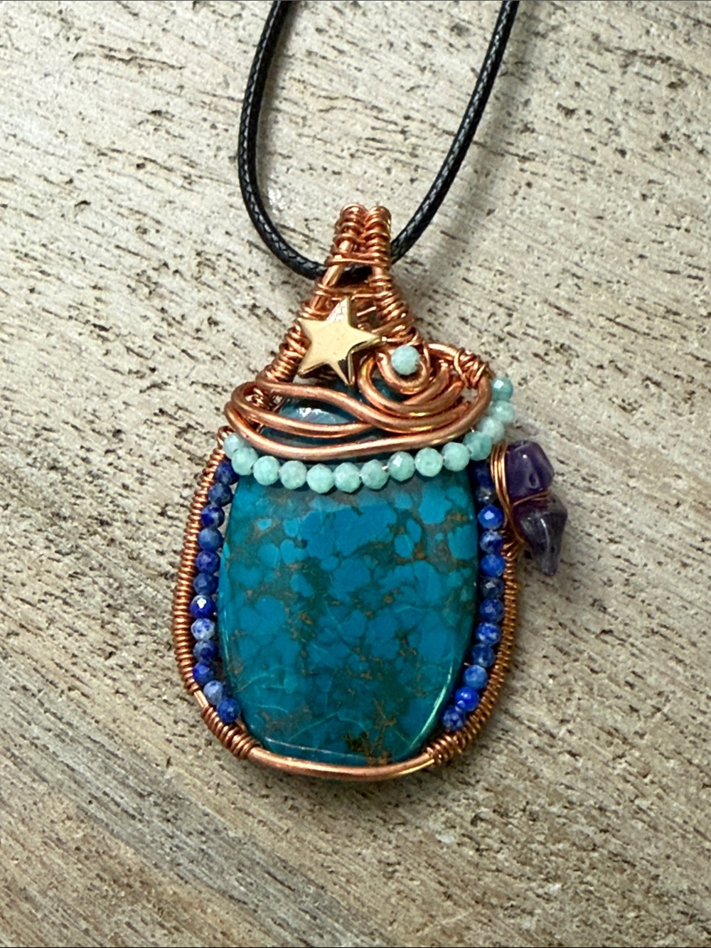 Handcrafted Copper Turquoise Pendant Necklace